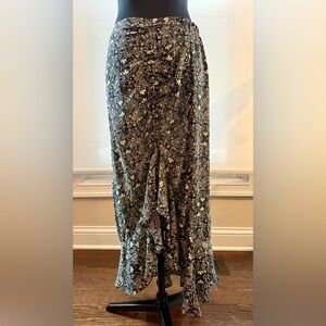 Max Studio Boho Floral Wrap Style Maxi Skirt Cottagecore Festival Size Large